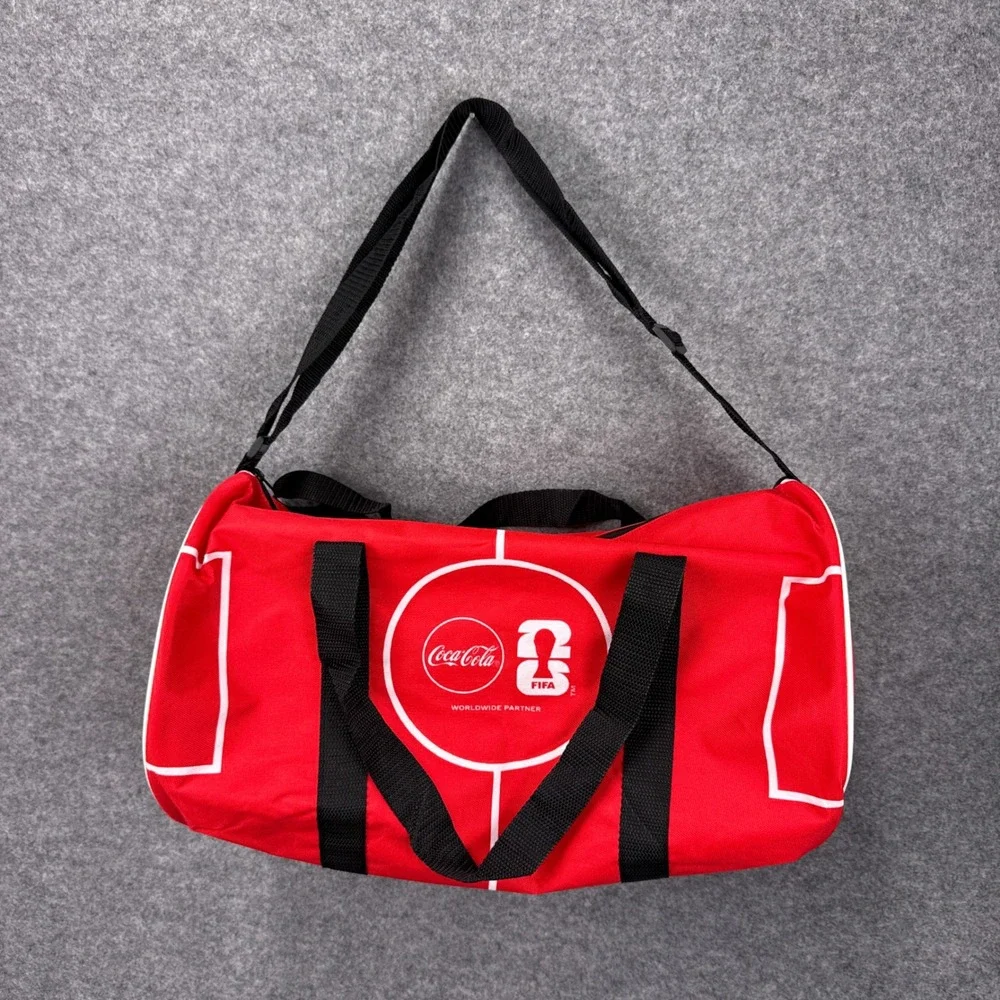 Coca-Cola FIFA World Cup 2026 Red Soccer Field Duffel Bag Gym Travel E03467996
